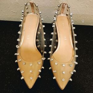 Gianni Bini Clear Studded Renzlee Kitten Heels